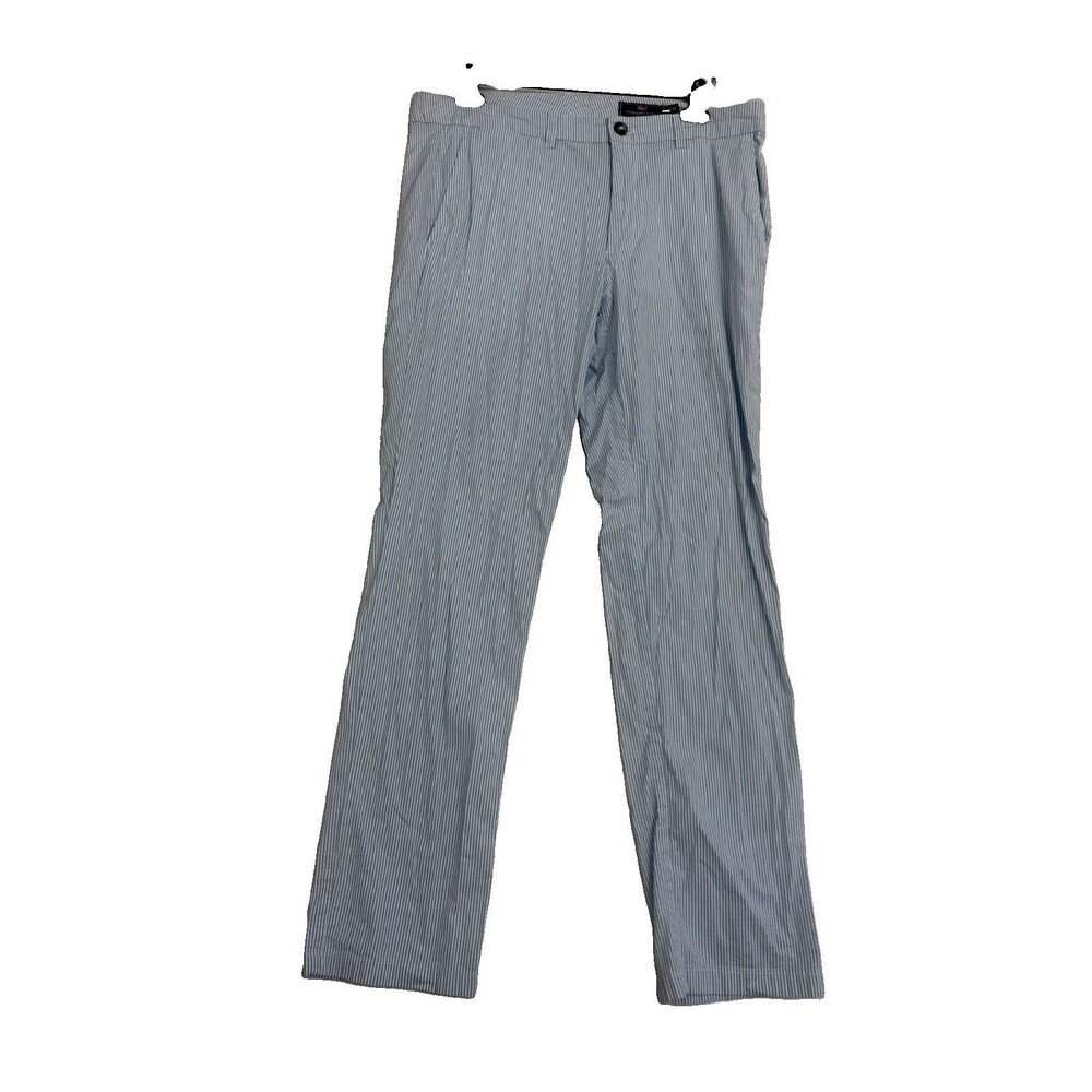 Vineyard Vines Seersucker Pants Men’s 34x32 Blue White Stripe Flat Front Stretch